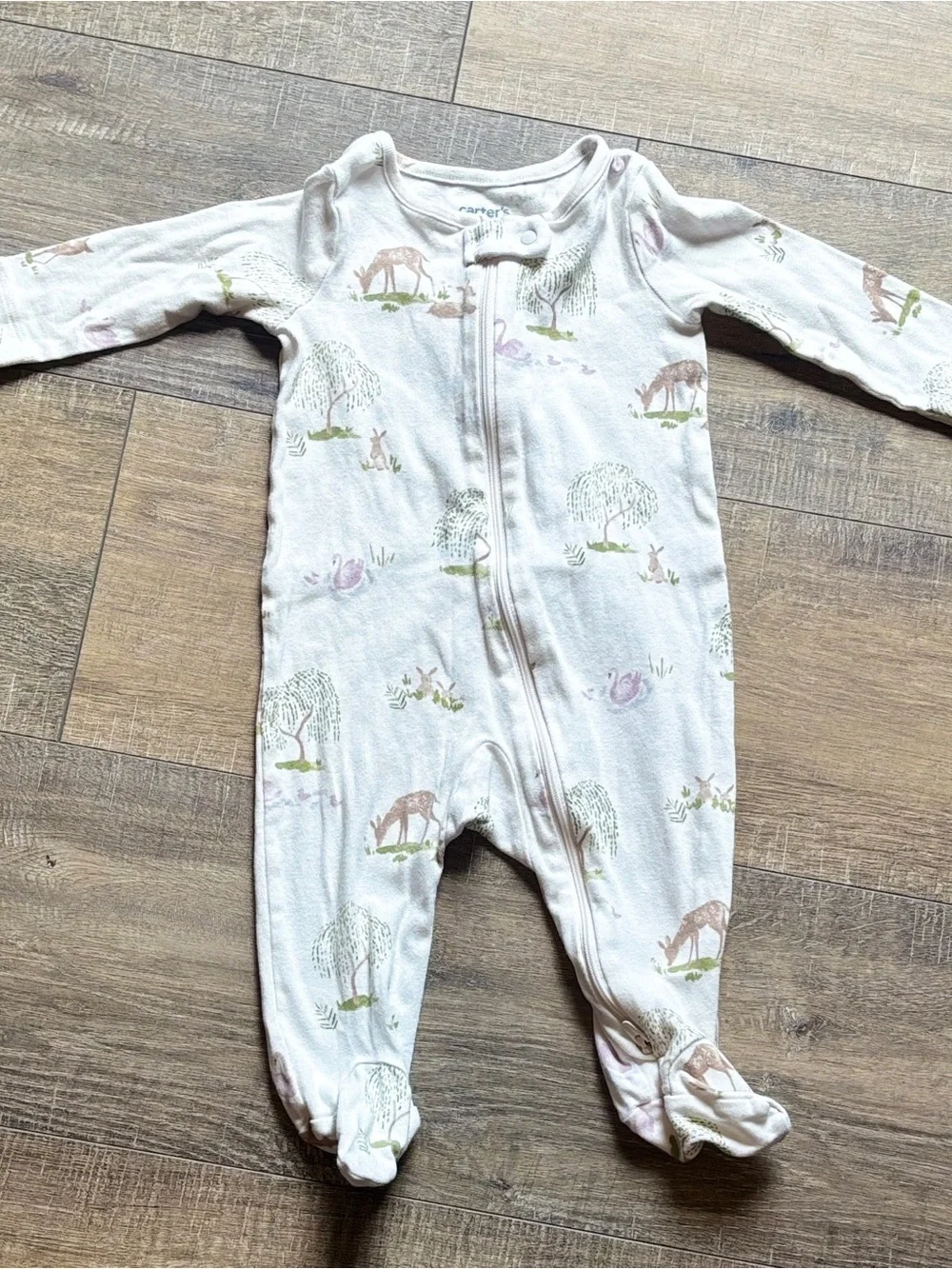 3-6M Baby Girl Sleepers Bundle | 3 Double Zip Footed Pajamas